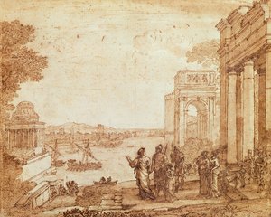 Uitzicht op Carthago met Dido en Aeneas